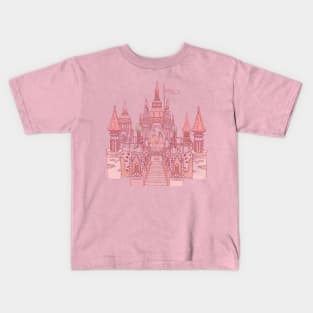 Pink Castle Line Art | Bunniesmee Wedding Edition Kids T-Shirt